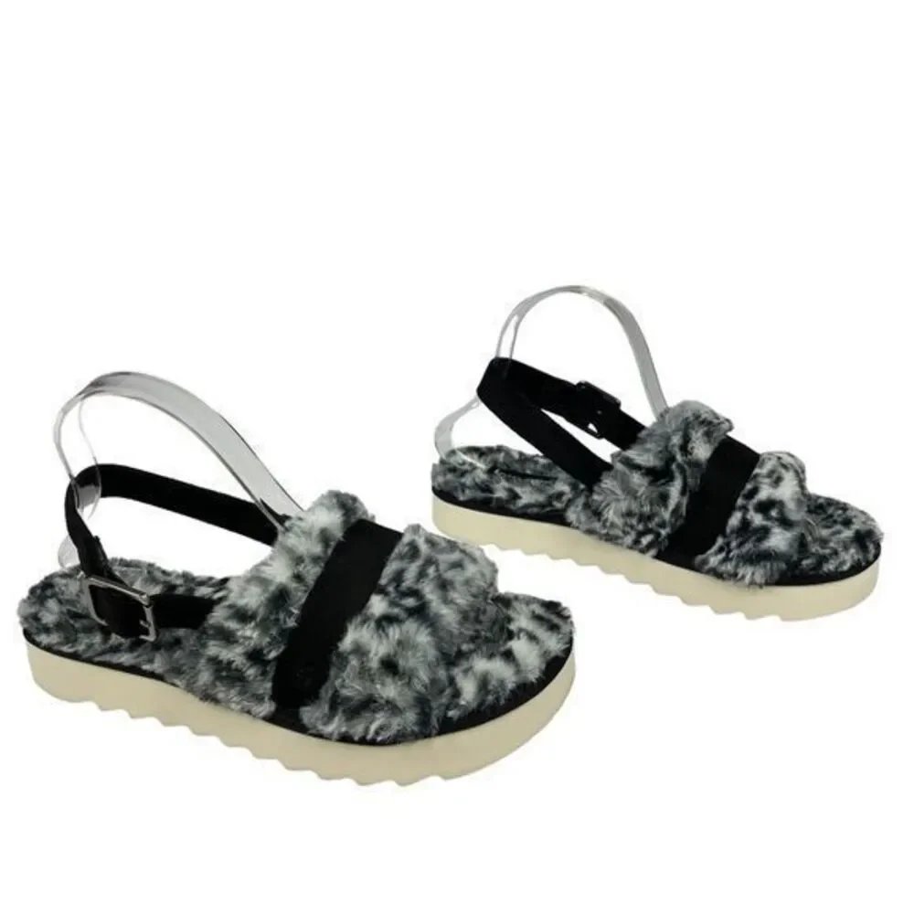 Koolaburra by UGG Fuzz'd‎ Out Adjustable Slide Sandals Womens Size 8